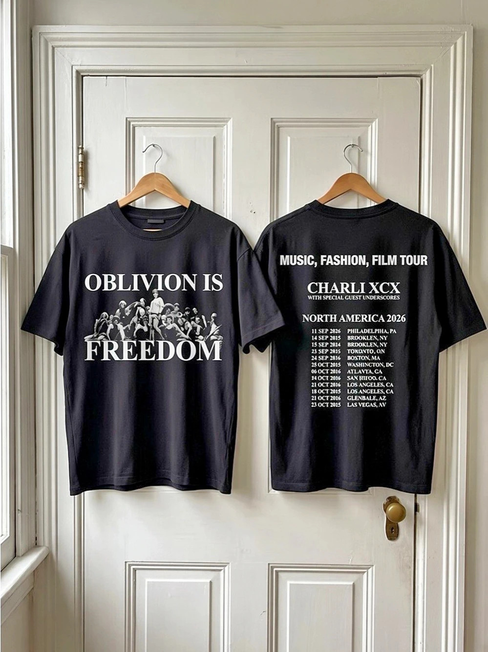 Charli XCX Oblivion Is Freedom MFF Music Tour 2026 Graphic T-Shirt Black